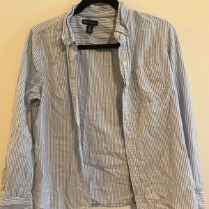 Light blue and white top